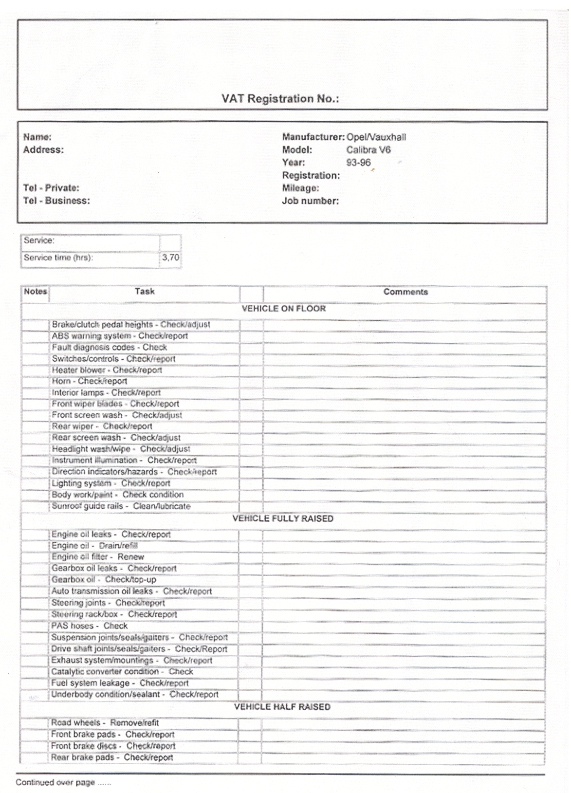 ... Autodata Calibra V6 Full Service checklist Pt ...